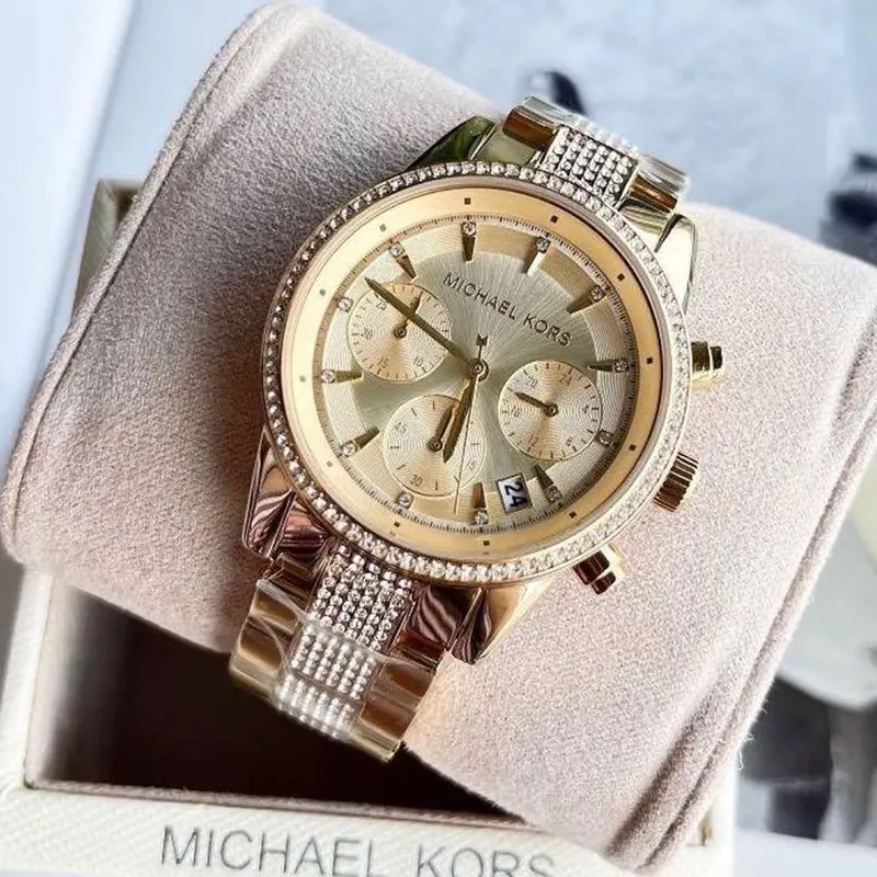 Michael Kors Ritz Champagne Dial Ladies Watch- MK6484